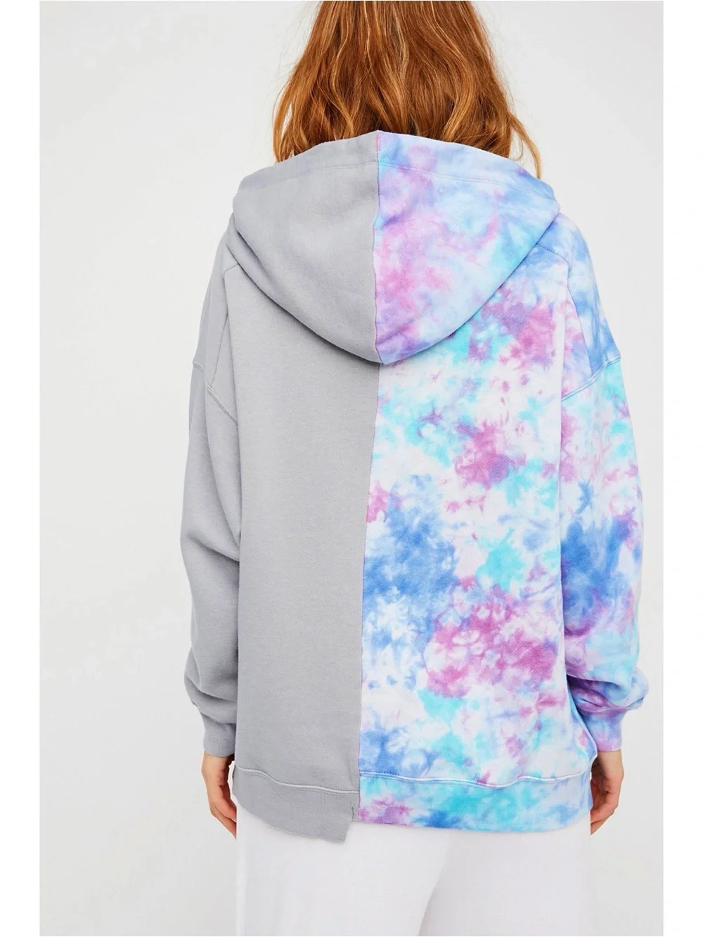Free People RARE Two of a Kind Color Block Tie Dye Hooded Sweatshirt Size XL